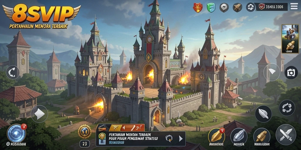 Tangkapan layar menampilkan aksi intens di gameplay Tower Defense.