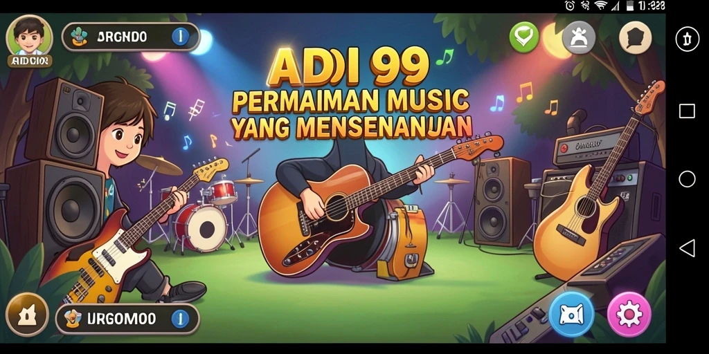 Screenshot gameplay ADI99 yang menampilkan fitur musik interaktif.