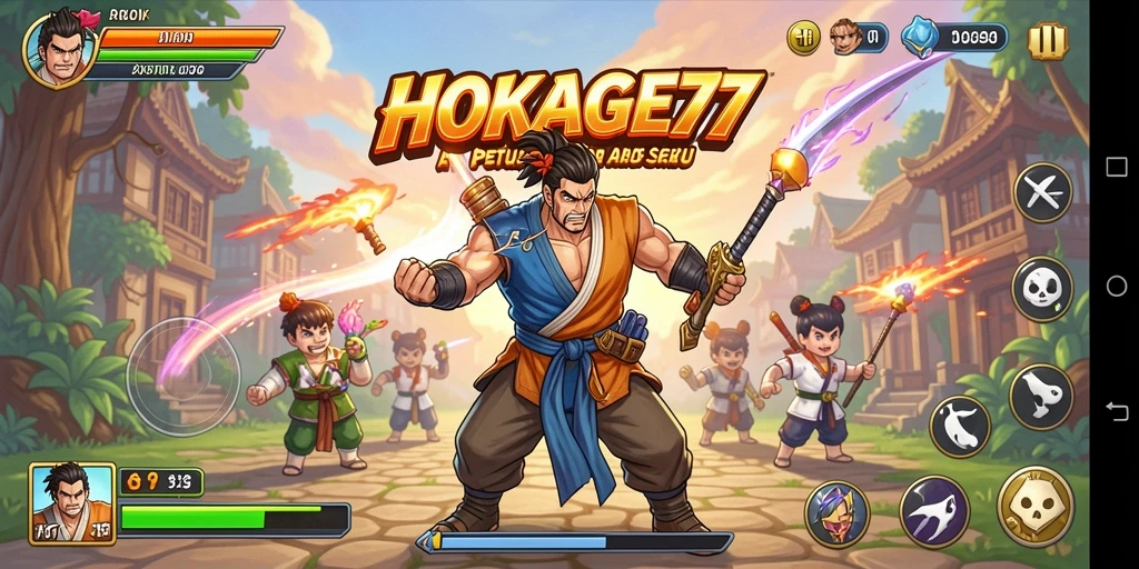 Menampilkan gameplay menegangkan dari HOKAGE77 dengan berbagai karakter dan level.