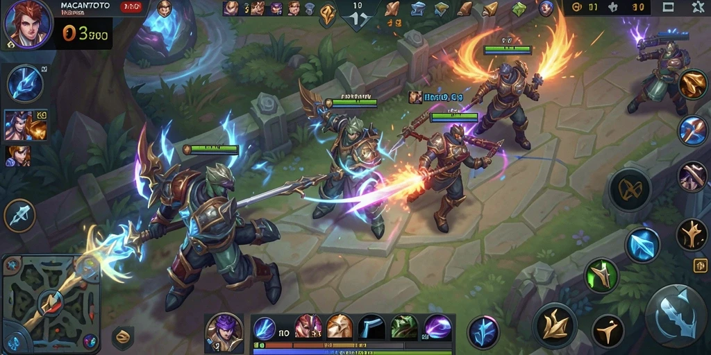 Tampilan gameplay seru dari MACANTOTO dengan pertarungan tim yang mendebarkan.