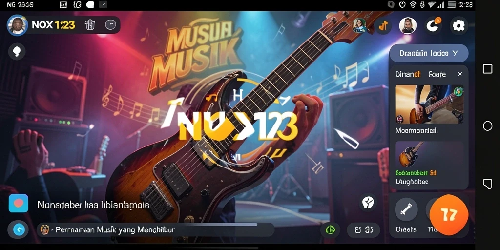 Tampilan gameplay seru dari NOX123 yang menampilkan interaksi musik.