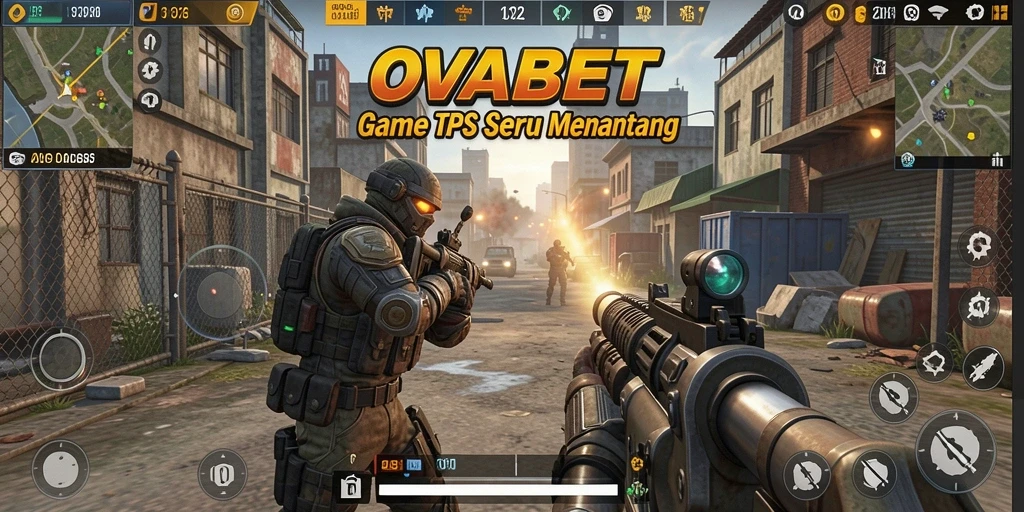 Screenshot menunjukkan aksi intens dalam game TPS OVABET.