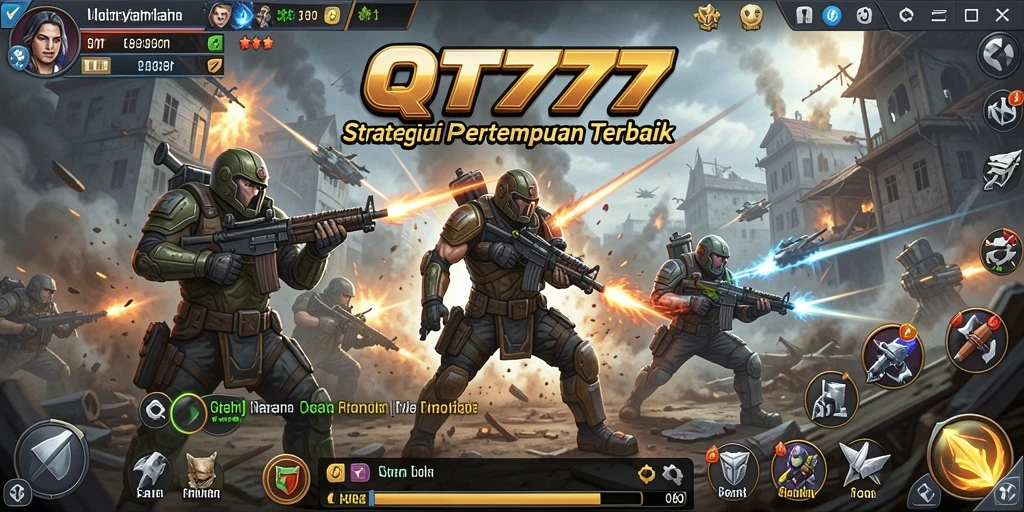 Screenshot utama QT777 menampilkan aksi pertempuran strategis yang mendebarkan.