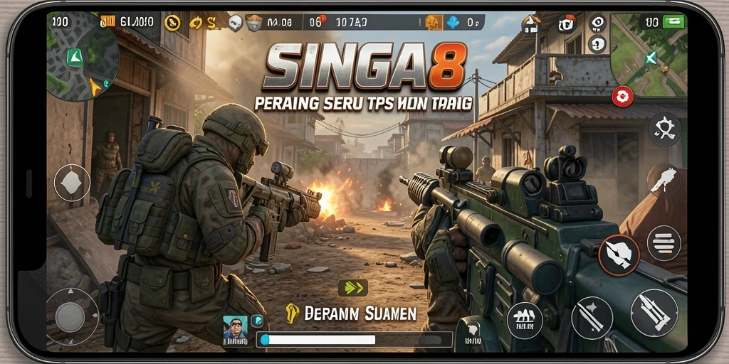 Tampilan aksi seru dalam gameplay SINGA8 yang mendebarkan.