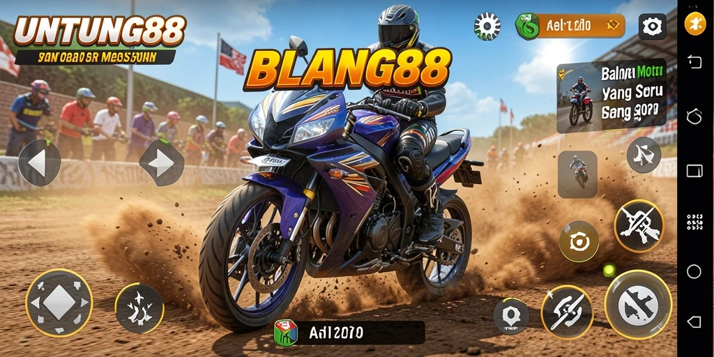 Screenshot UNTUNG88 menampilkan aksi balapan motor yang mendebarkan.