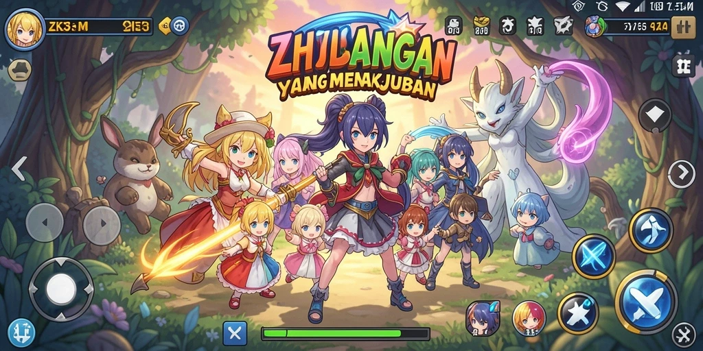 Screenshot ZK3 menunjukkan pertarungan karakter Anime yang epik.